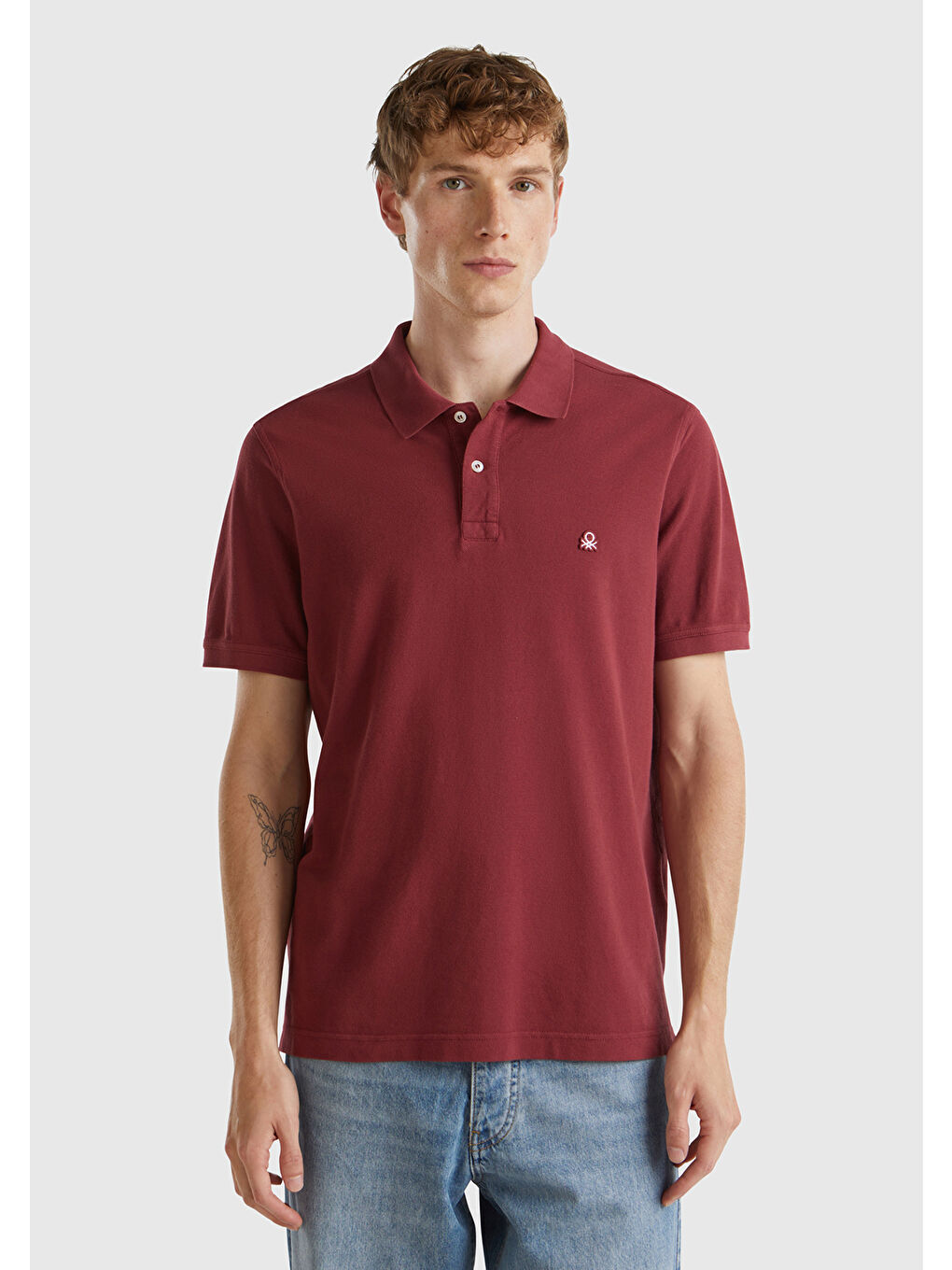 United Colors Of Benetton Erkek Bordo Regular Fit Kısa Kollu Polo T-Shirt - 1