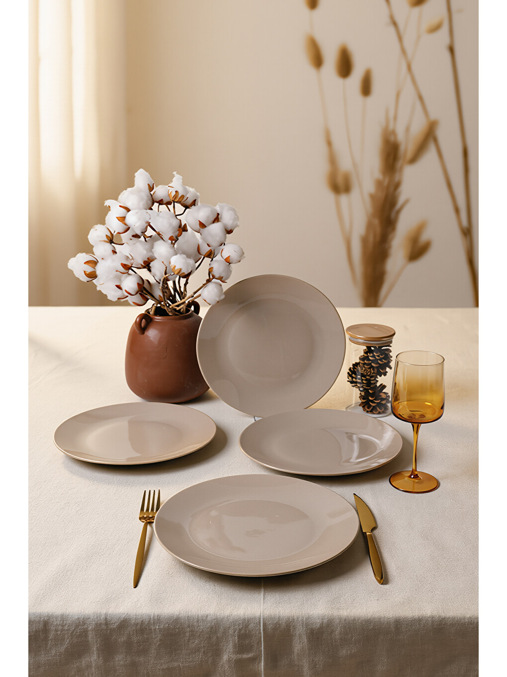 Kahverengi Taupe Ege Servis Tabağı 26 Cm 4 Adet-3