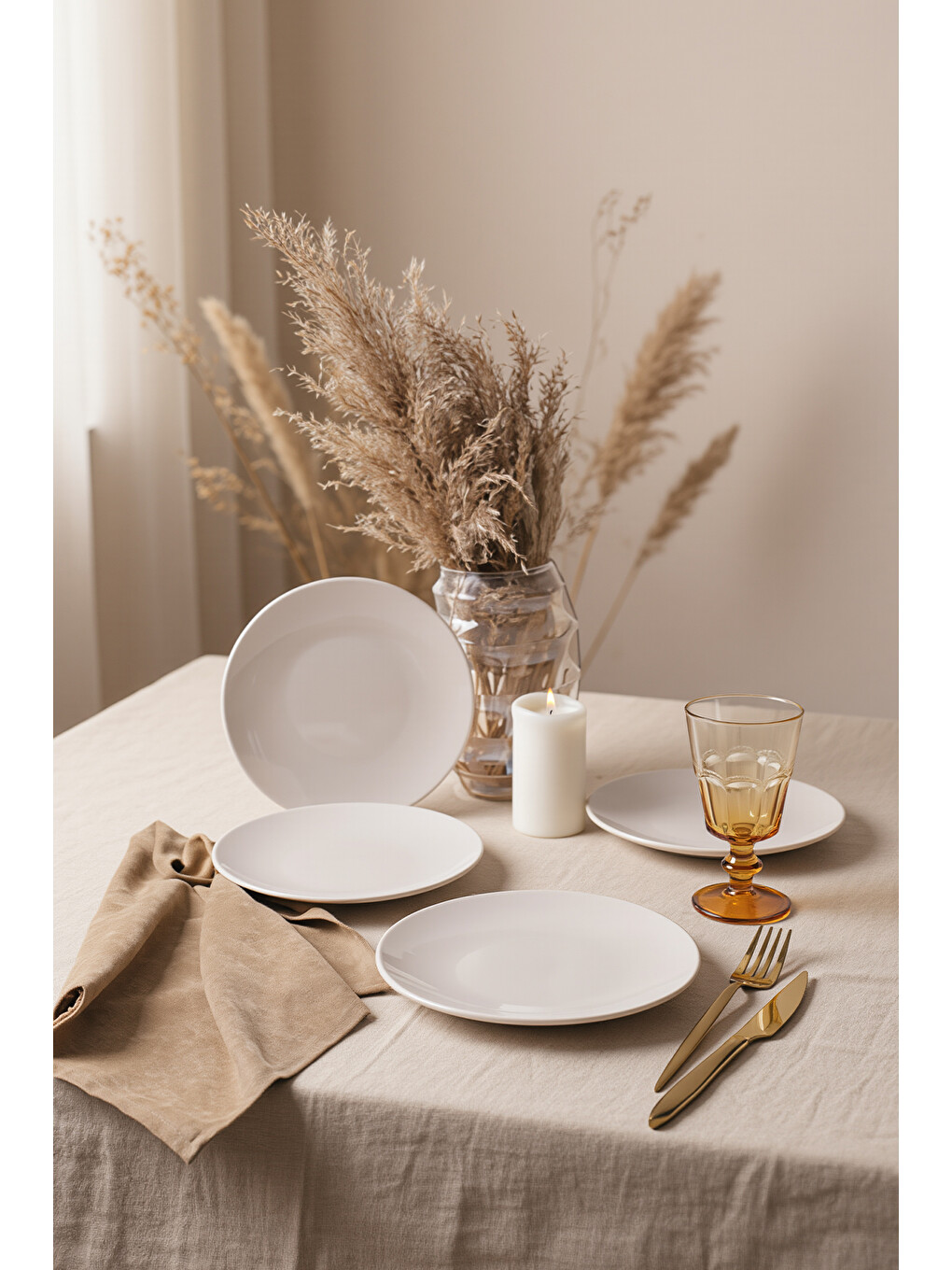 Ekru Krem Ege Pasta Tabağı 20 cm 4 Adet-1
