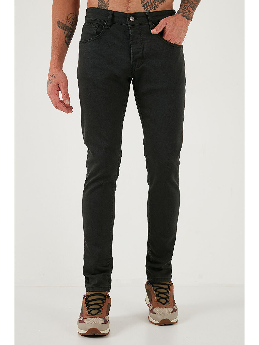 Yeşil Streç Pamuklu Slim Fit Normal Bel Dar Paça Jeans 1115C24NAPOLI-1