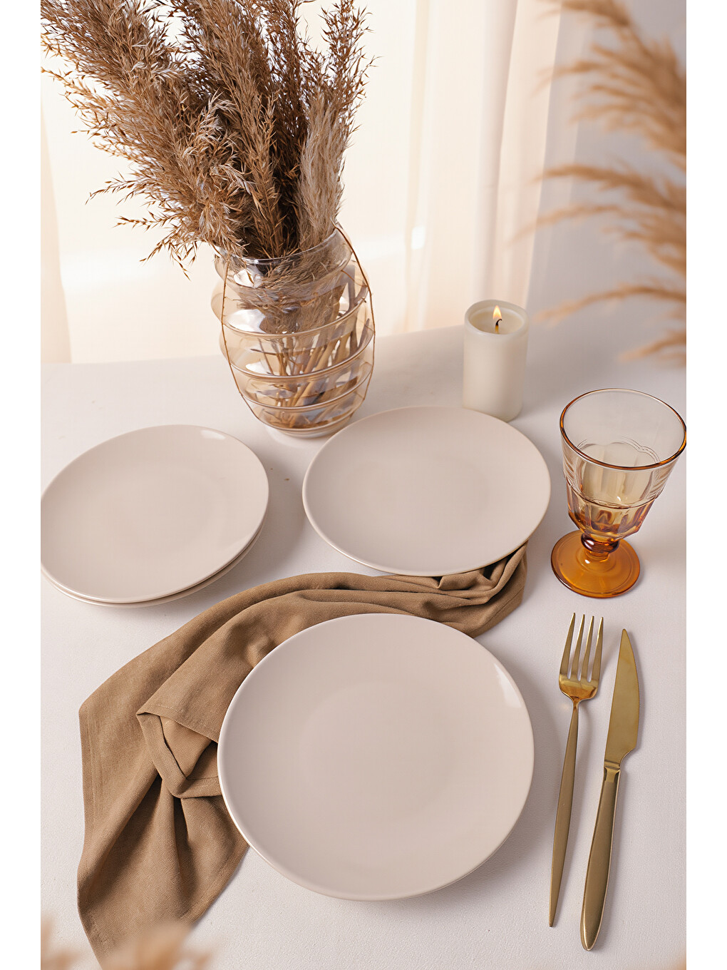 Ekru Krem Ege Pasta Tabağı 20 cm 4 Adet-2