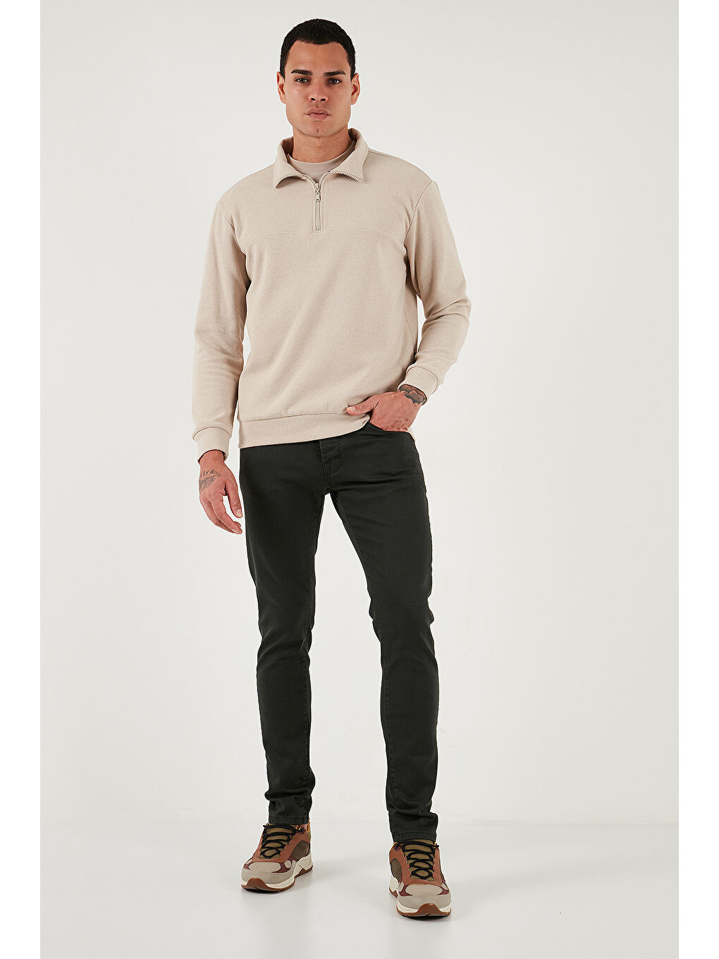 Yeşil Streç Pamuklu Slim Fit Normal Bel Dar Paça Jeans 1115C24NAPOLI-2