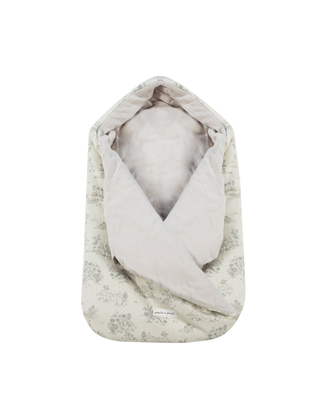 Ekru Hood Toile de Jouy Kundak Bebek Battaniye Cream-1