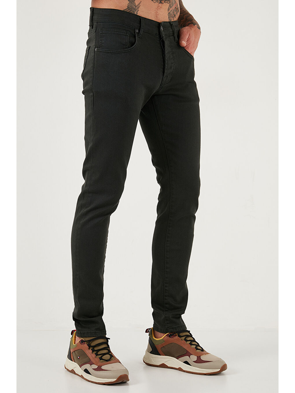 Yeşil Streç Pamuklu Slim Fit Normal Bel Dar Paça Jeans 1115C24NAPOLI-4