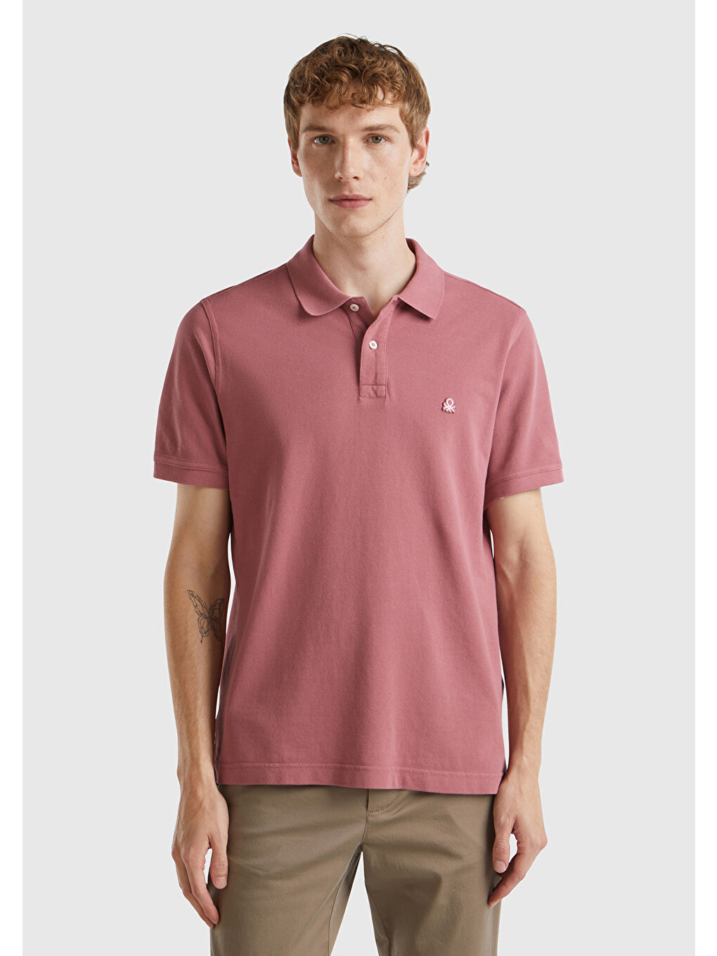 Pembe Erkek Gül Kurusu Regular Fit Kısa Kollu Polo Tişört-1