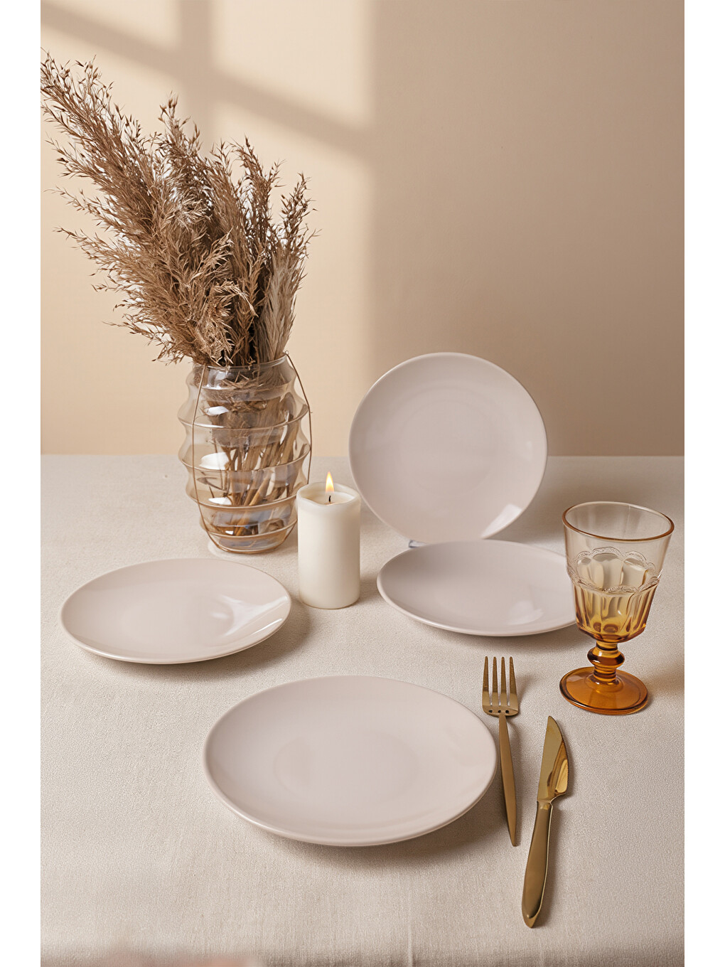 Ekru Krem Ege Pasta Tabağı 20 cm 4 Adet-4