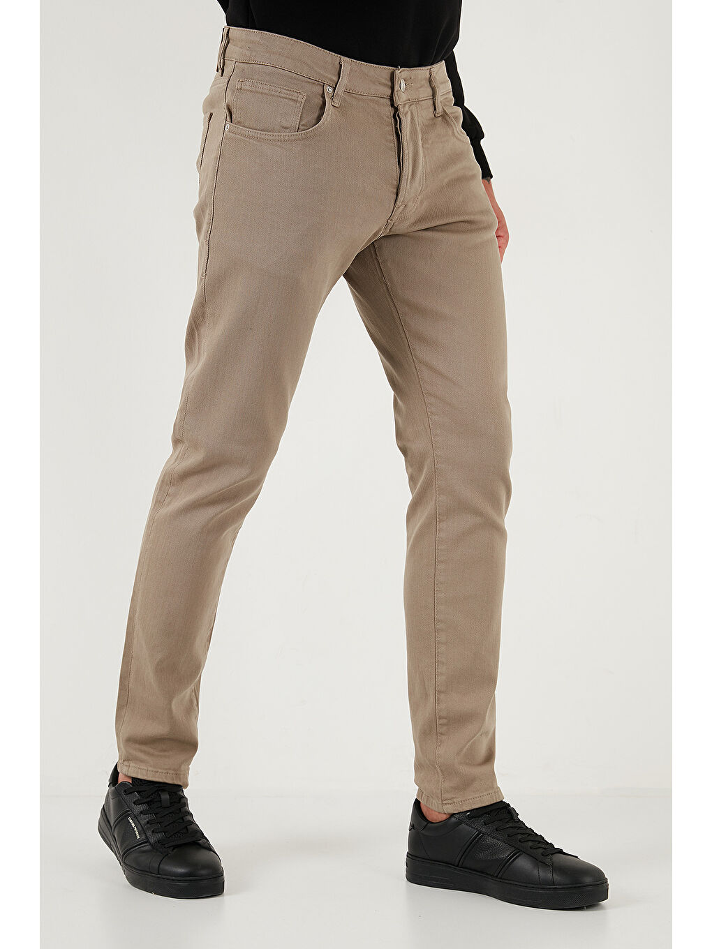 Bej Streç Pamuklu Slim Fit Normal Bel Dar Paça Jeans 1115C24NAPOLI-3