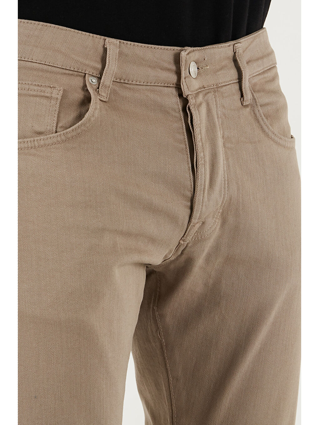 Bej Streç Pamuklu Slim Fit Normal Bel Dar Paça Jeans 1115C24NAPOLI-4