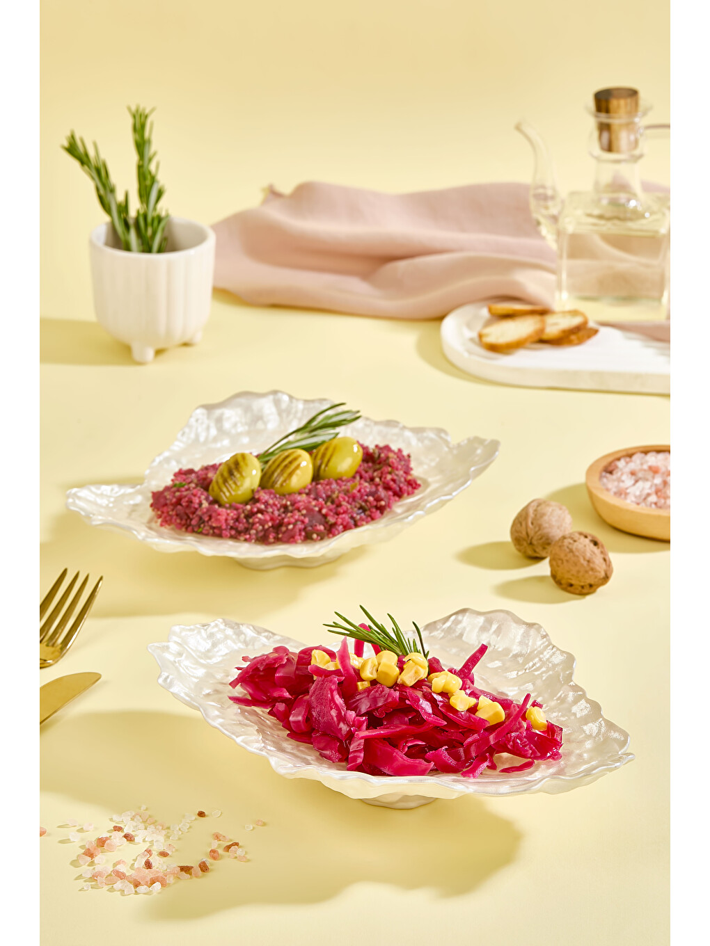 Ostra 2 Parça Beyaz Kabuk Formlu Cam Meze Servis Tabağı Seti - 2 Adet