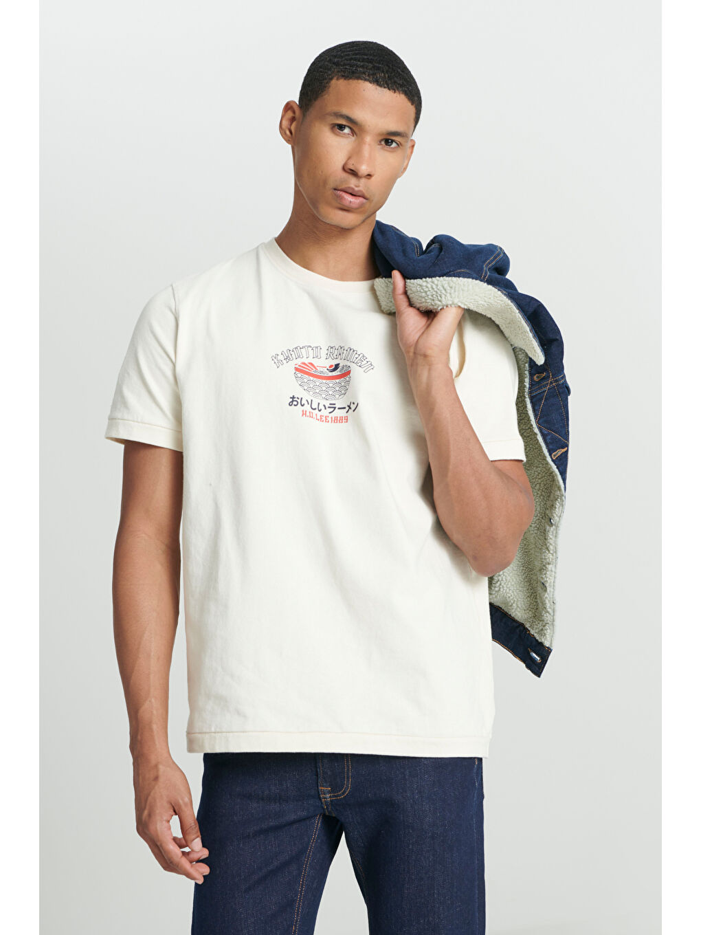 Regular Fit Normal Kesim Bisiklet Yaka %100 Pamuk Kırık Beyaz Tişört-2