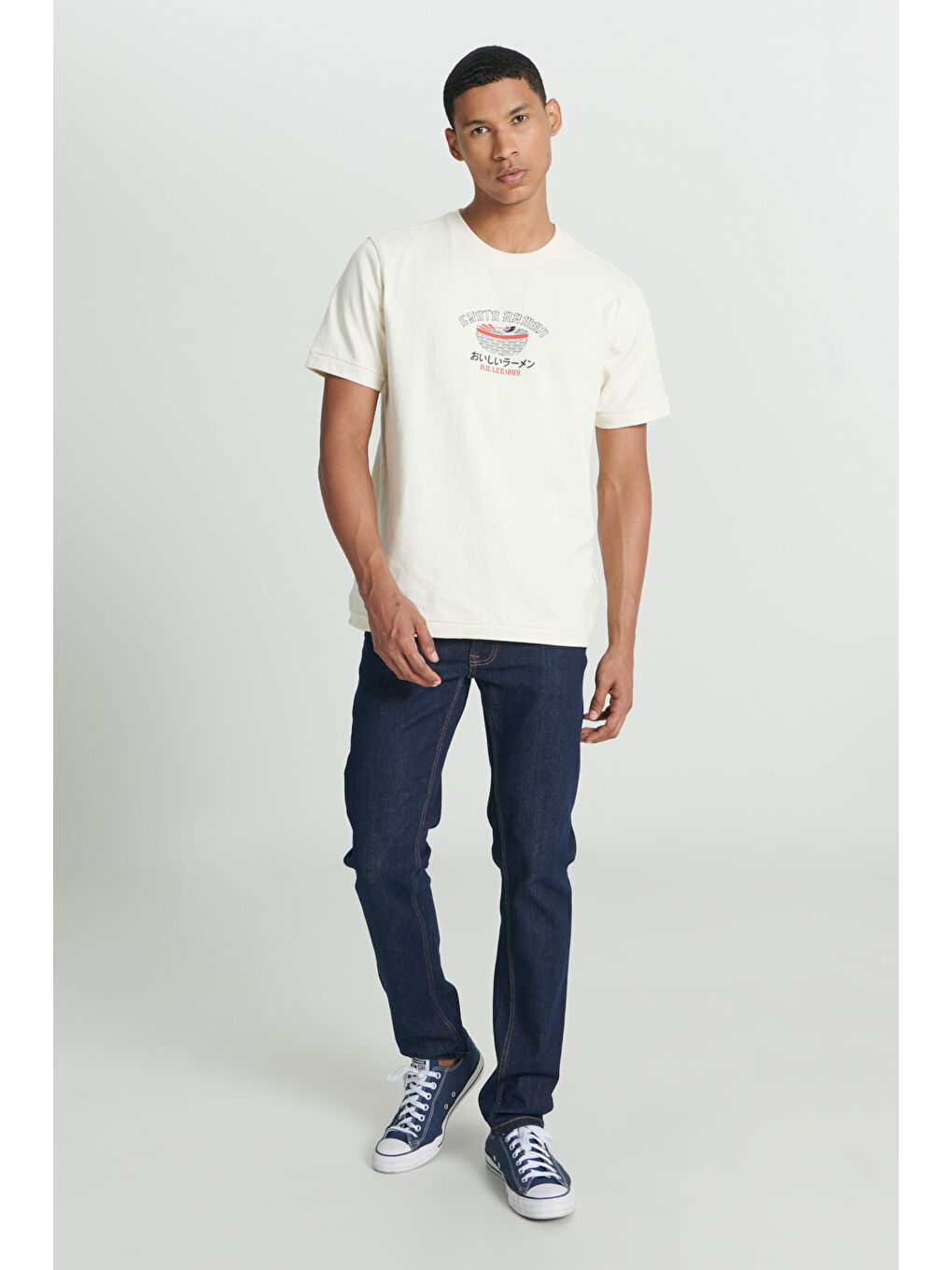 Regular Fit Normal Kesim Bisiklet Yaka %100 Pamuk Kırık Beyaz Tişört-3