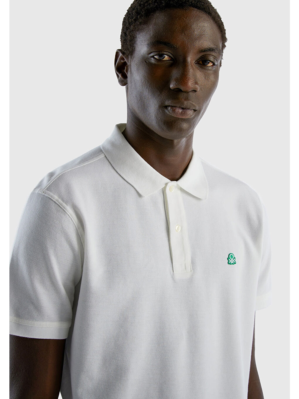 United Colors Of Benetton Erkek Beyaz Regular Fit Kısa Kollu Polo T-Shirt - 3