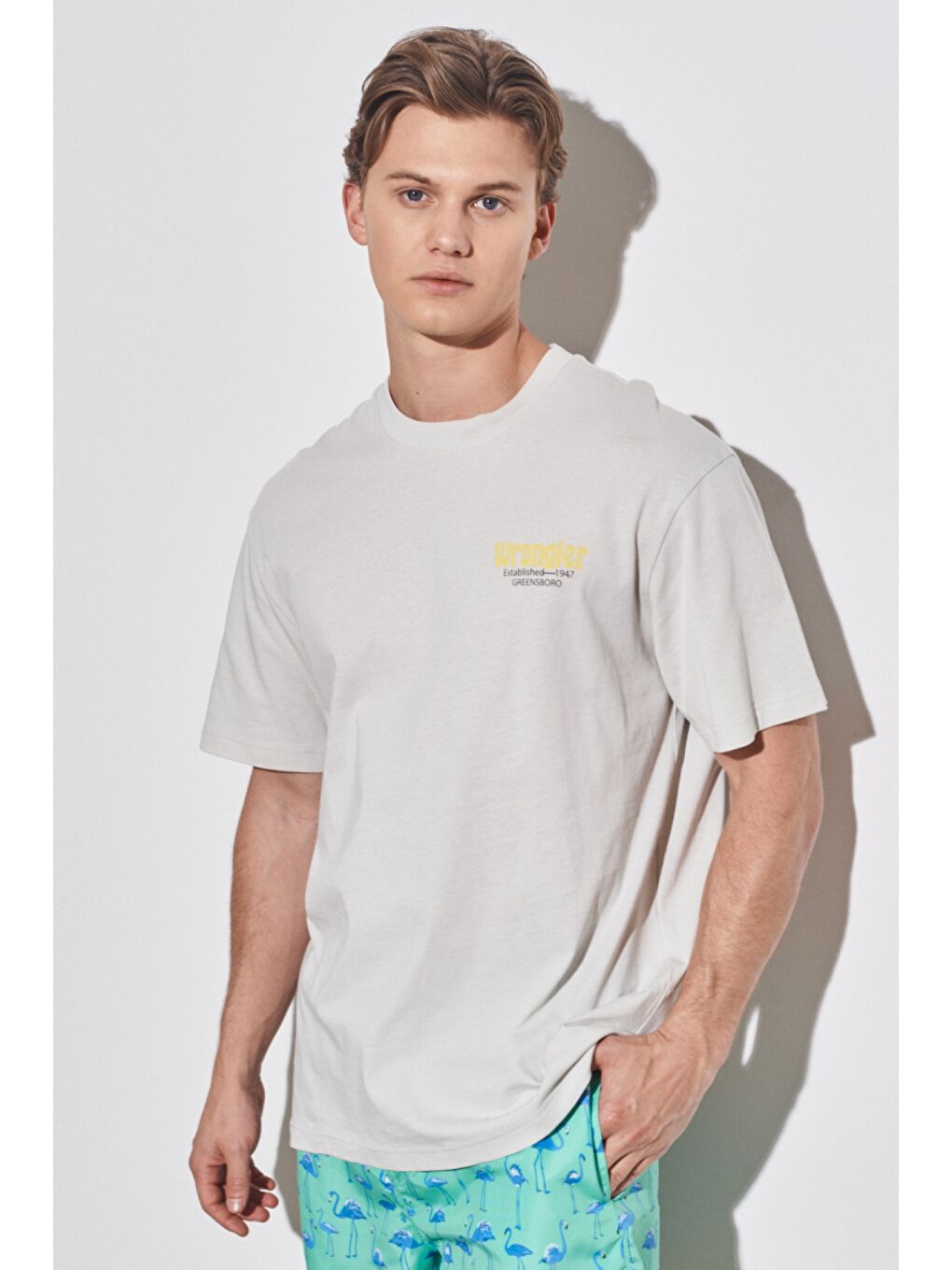 Bej Loose Fit Rahat Kesim %100 Pamuk Bisiklet Yaka Ekru Tişört