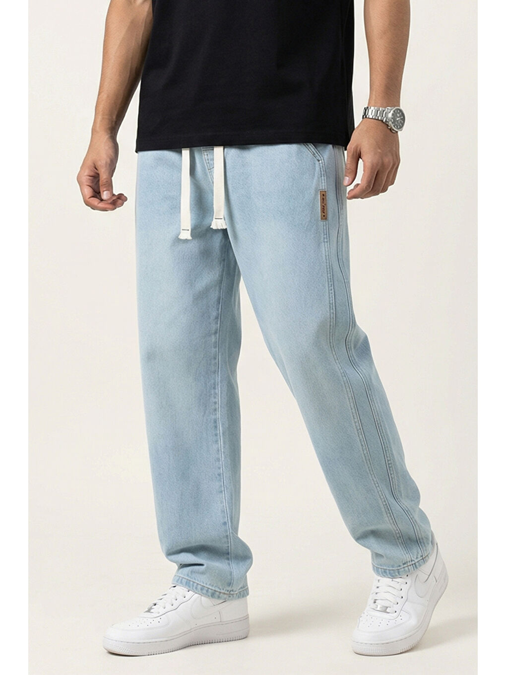 Erkek Rahat Kesim Baggy Jean Pantolon 30076 - Mavi-1