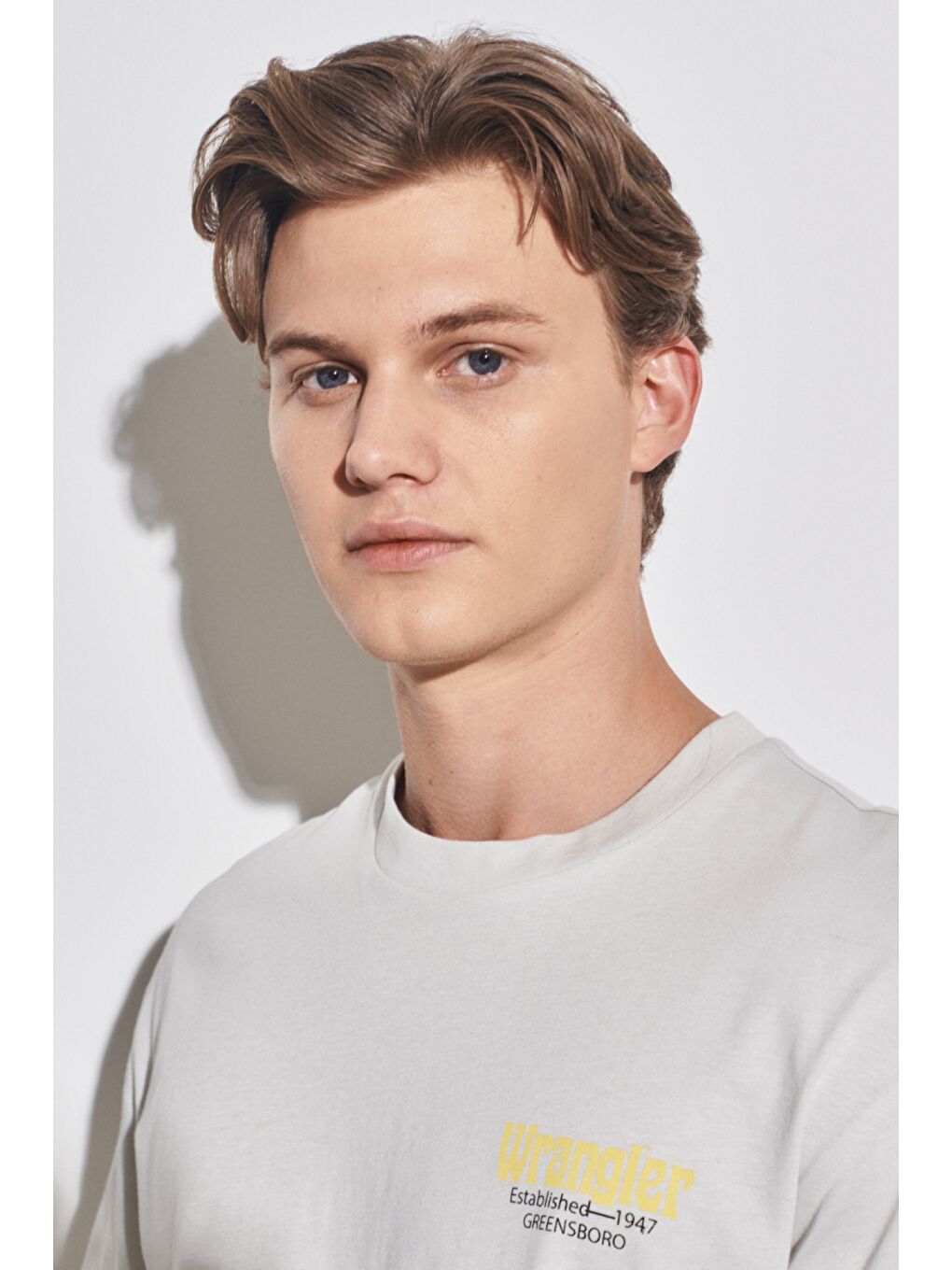 Bej Loose Fit Rahat Kesim %100 Pamuk Bisiklet Yaka Ekru Tişört-1