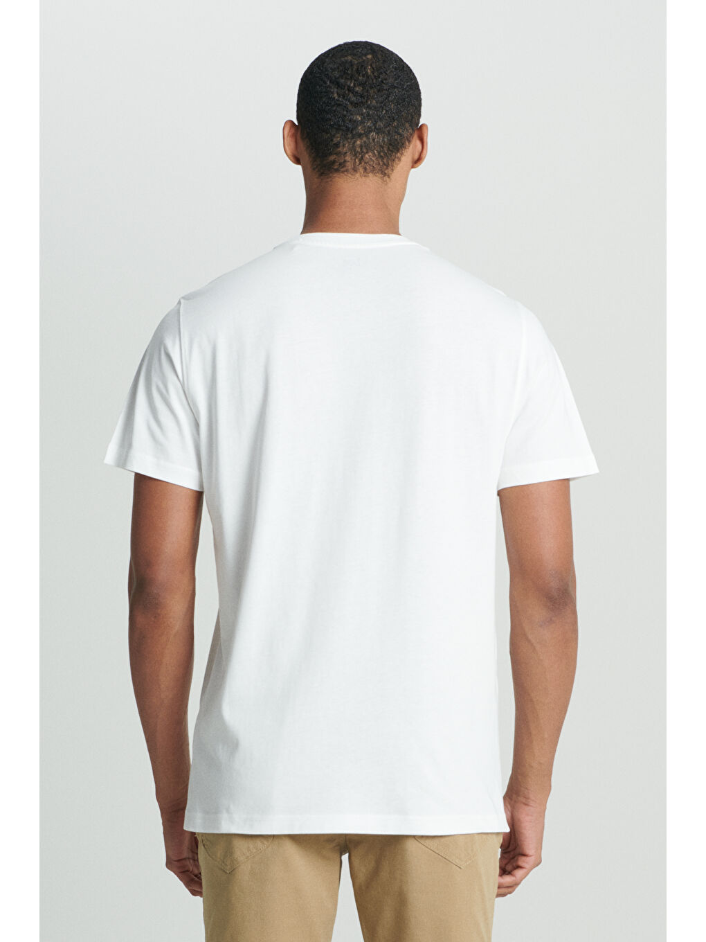 Regular Fit Normal Kesim Bisiklet Yaka %100 Pamuk Beyaz Tişört-5