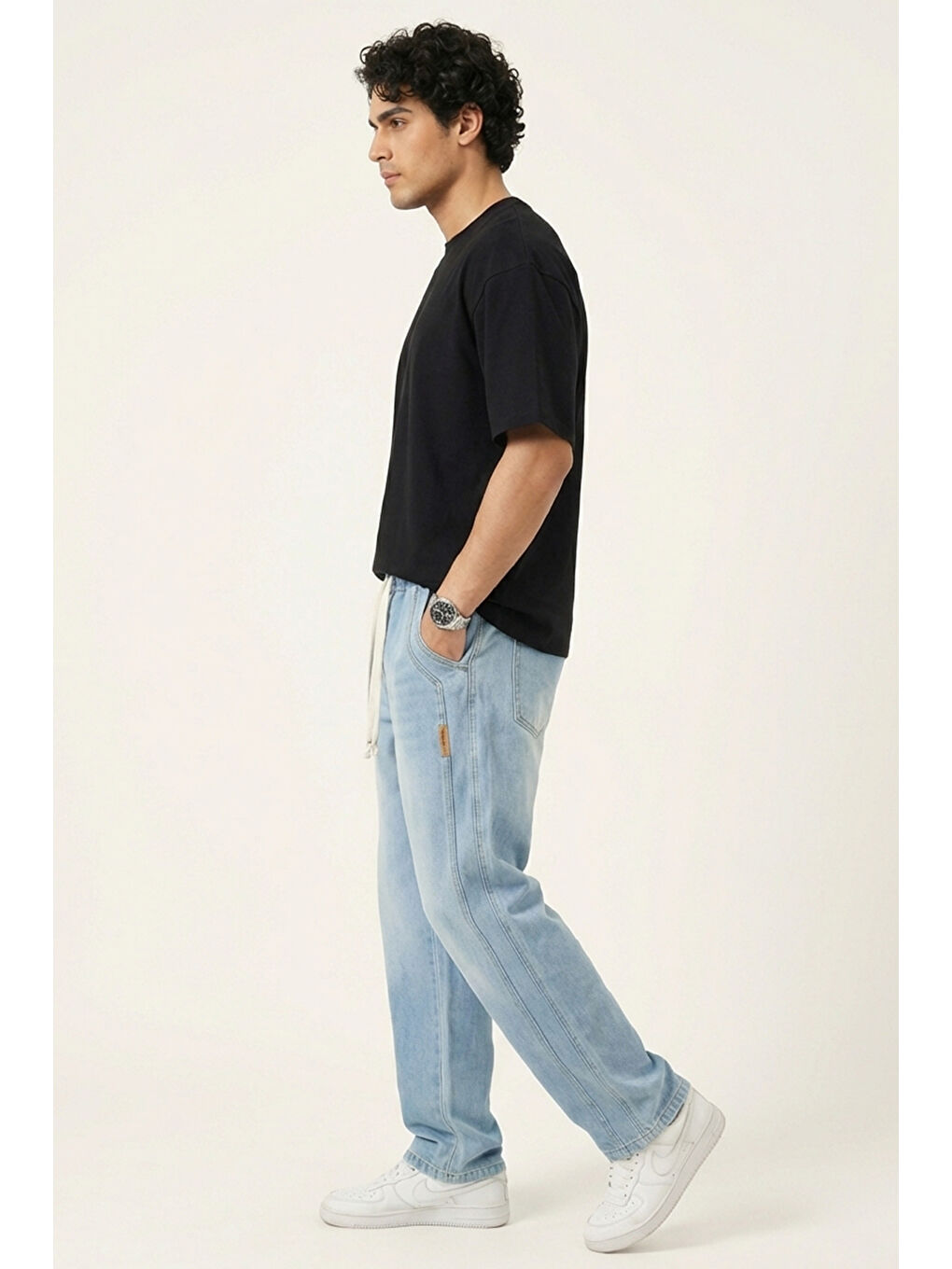 Erkek Rahat Kesim Baggy Jean Pantolon 30076 - Mavi-3