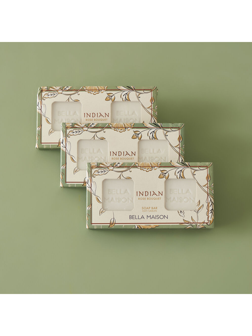 Indian Rose Bouquet Sabun 3'lü Yeşil (100 gr)