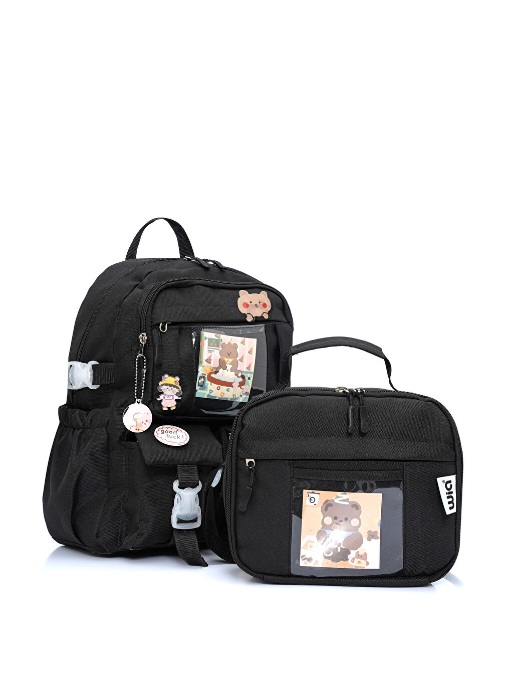 Kawaii Kore Tarzı Ayıcıklı İlkokul ve Beslenme Çantası-3