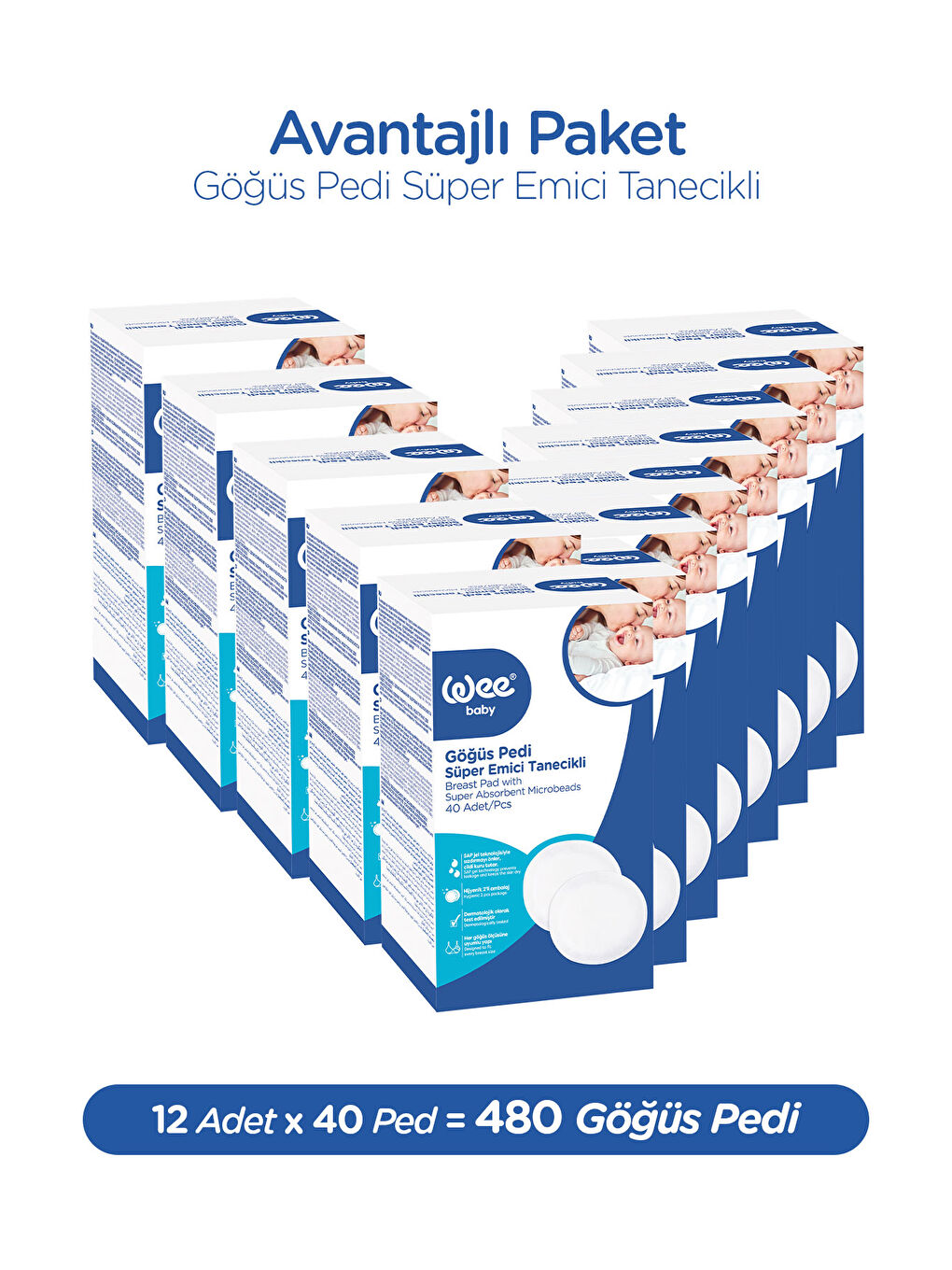 40'lı Klasik Yapışkanlı Göğüs Pedi (40x12 480 Adet)-1