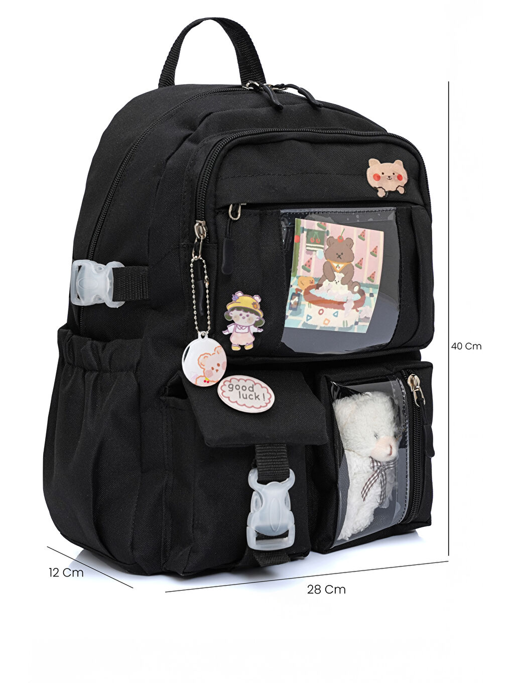 Kawaii Kore Tarzı Ayıcıklı İlkokul ve Beslenme Çantası-5