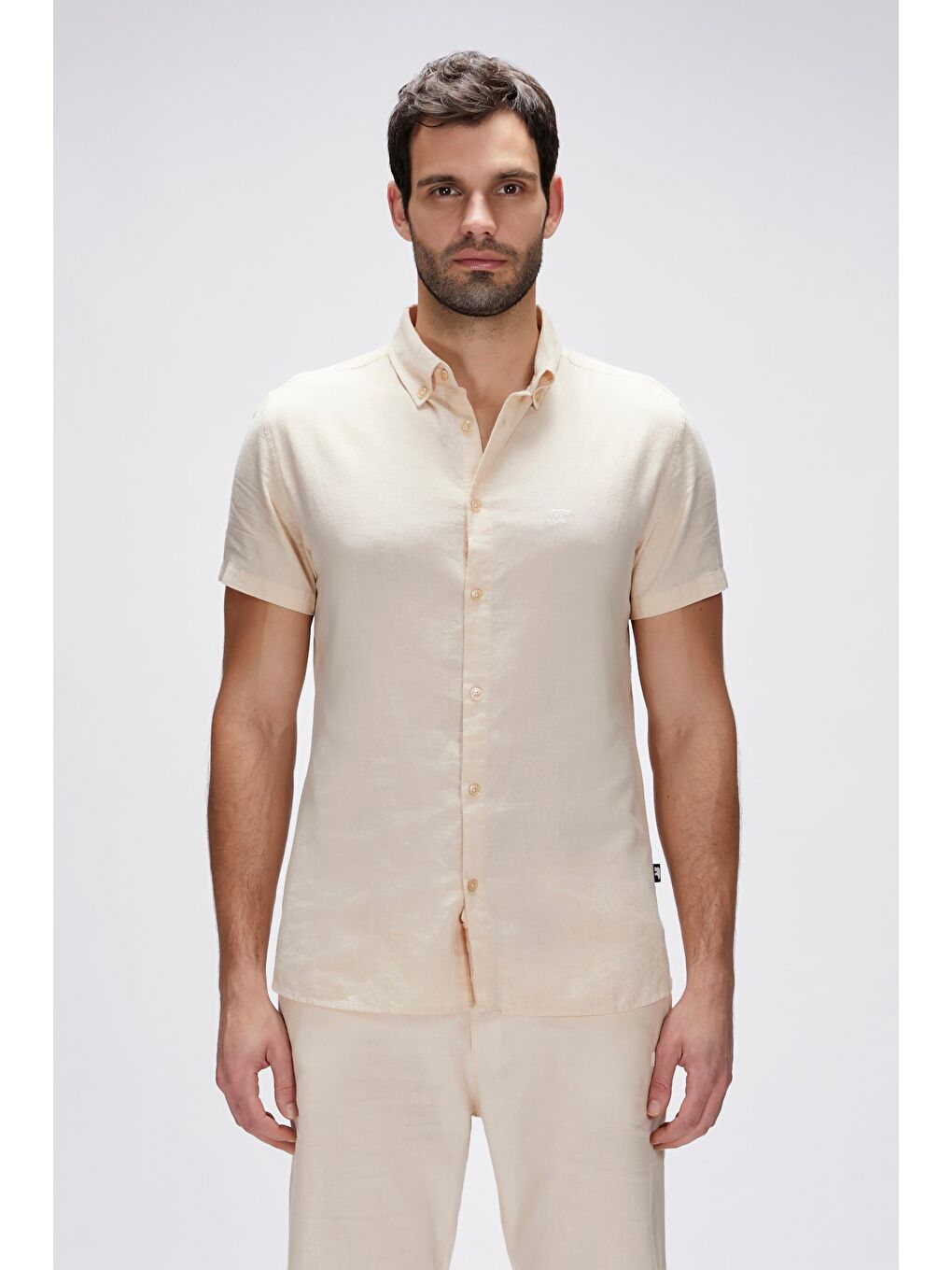 Tindra Bej Kısa Kollu Erkek Gömlek