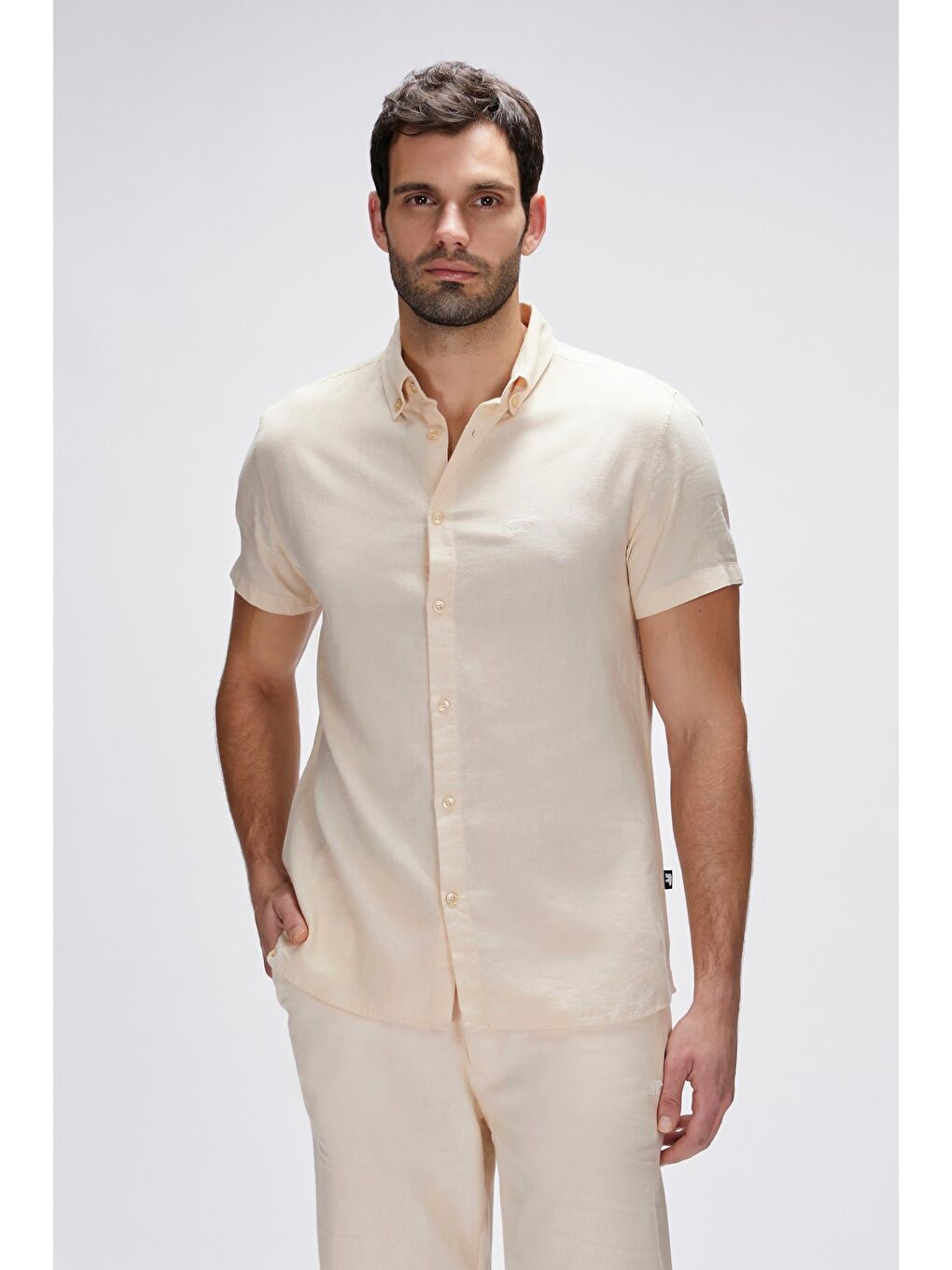 Tindra Bej Kısa Kollu Erkek Gömlek-2