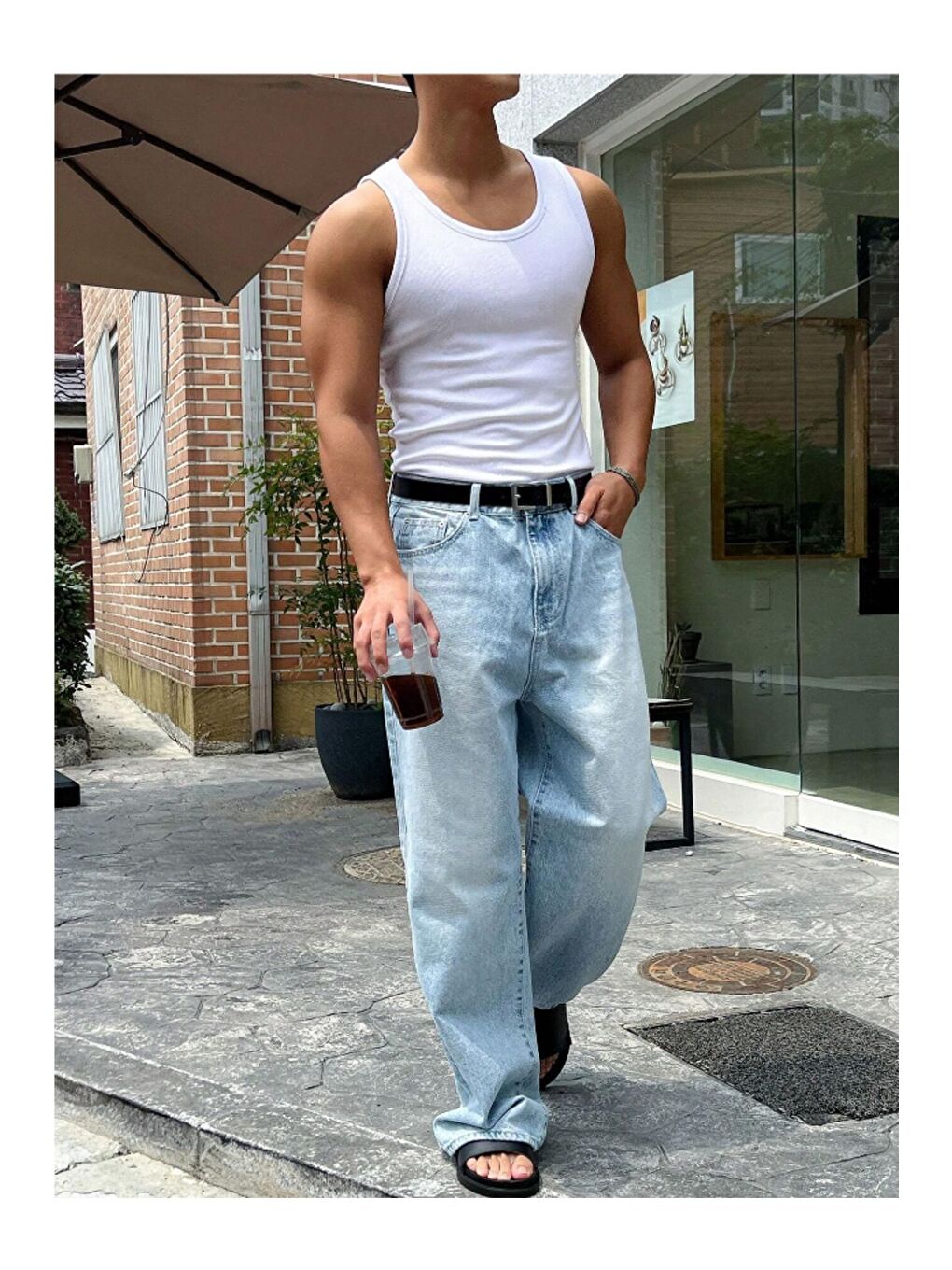 Beyaz Erkek Fitilli Kolsuz Tişört Kolsuz Tişört-3