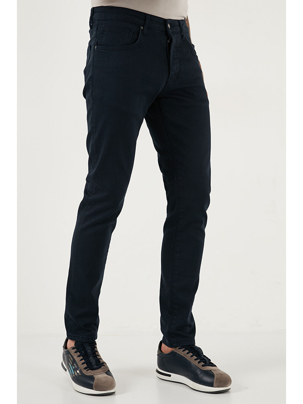 Lacivert Streç Pamuklu Slim Fit Normal Bel Dar Paça Jeans 1115C24NAPOLI-1