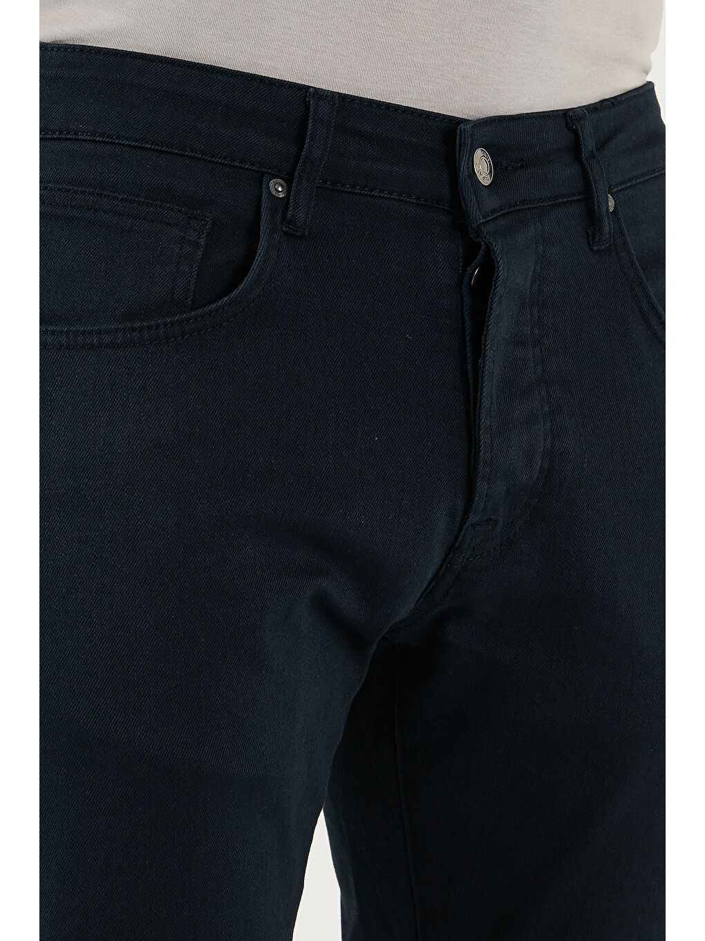 Lacivert Streç Pamuklu Slim Fit Normal Bel Dar Paça Jeans 1115C24NAPOLI-4