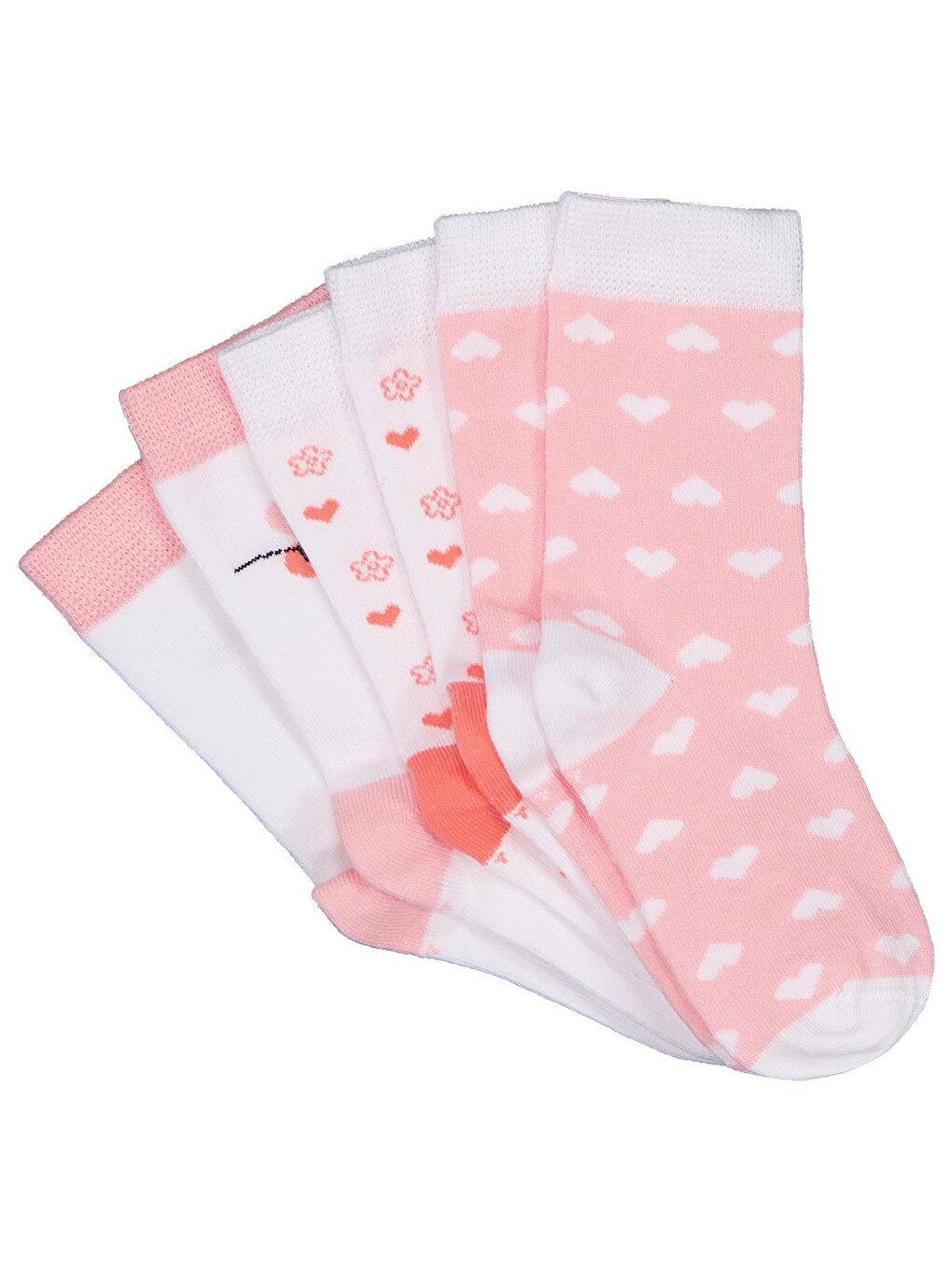 Beyaz Girls Kalp 3'lü 3-11 Yaş Kız Soket Çorap - Standart-5