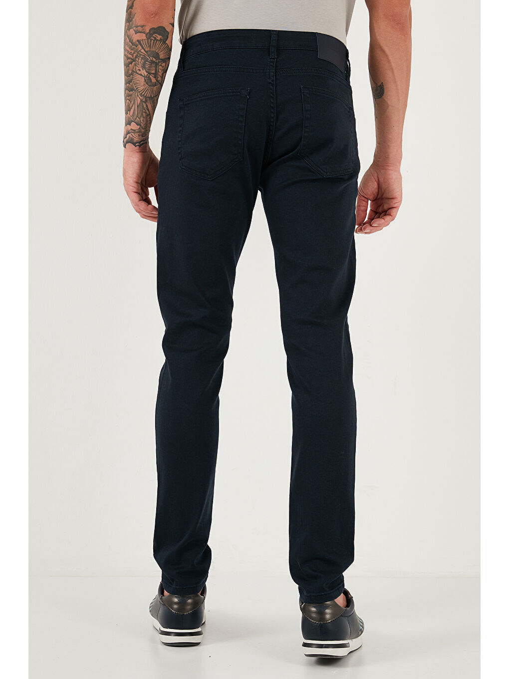 Lacivert Streç Pamuklu Slim Fit Normal Bel Dar Paça Jeans 1115C24NAPOLI-5