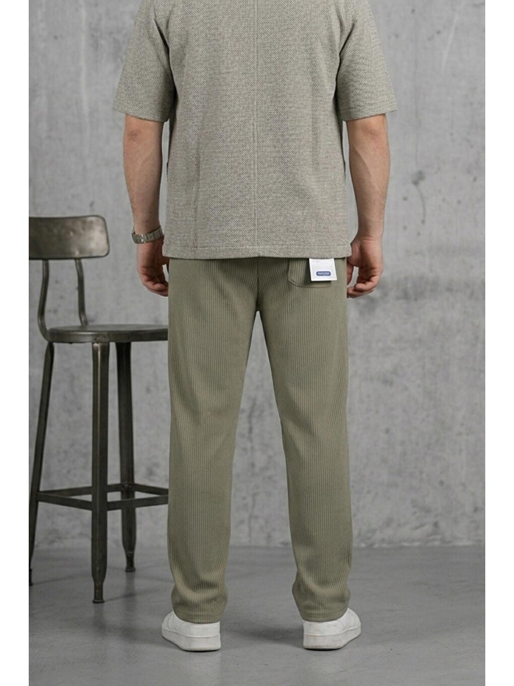 Haki Hel 9030 Beli Lastikli Ve Bağcıklı Elastanlı Esnek Örme Jogger Pantolon-1