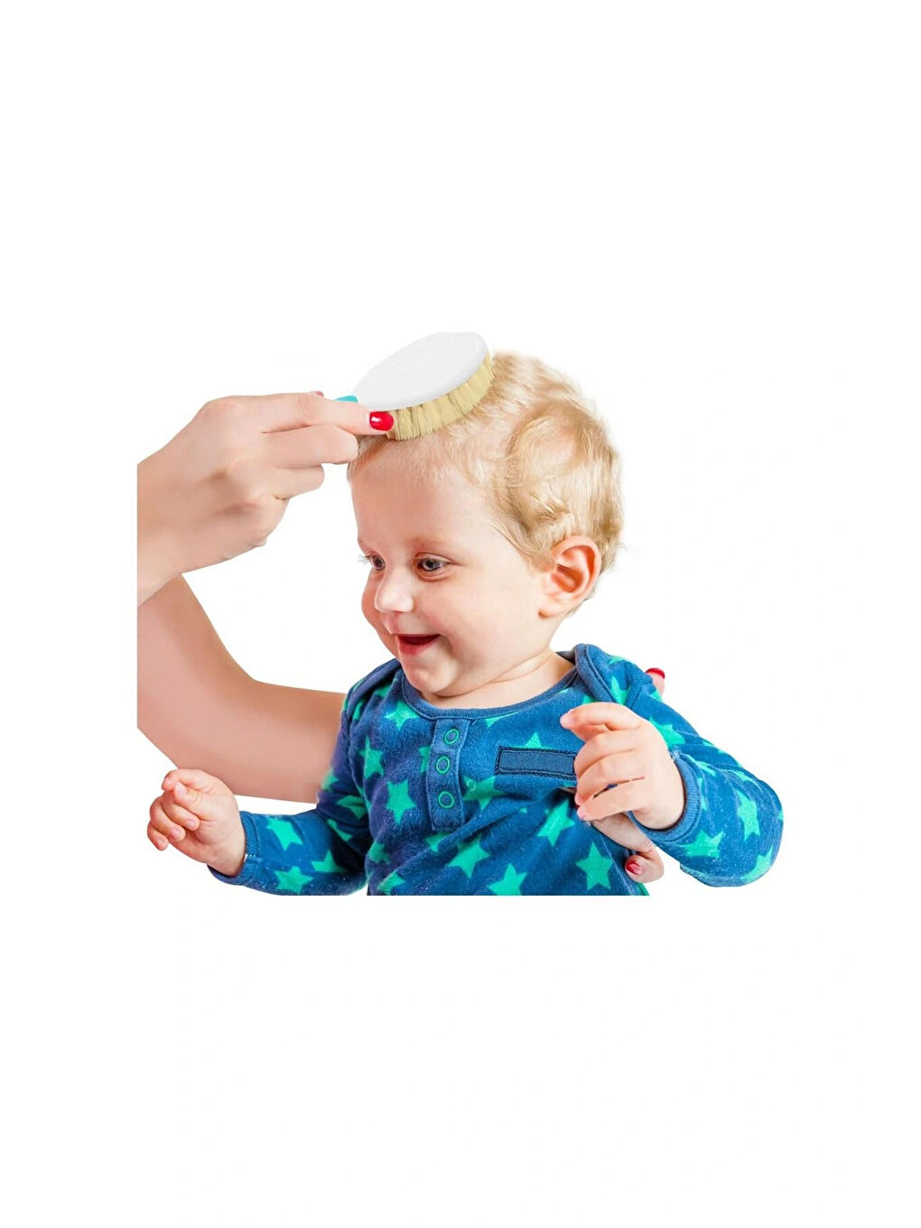 519 Fırça Tarak Seti Doğal Kıl Mavi-1