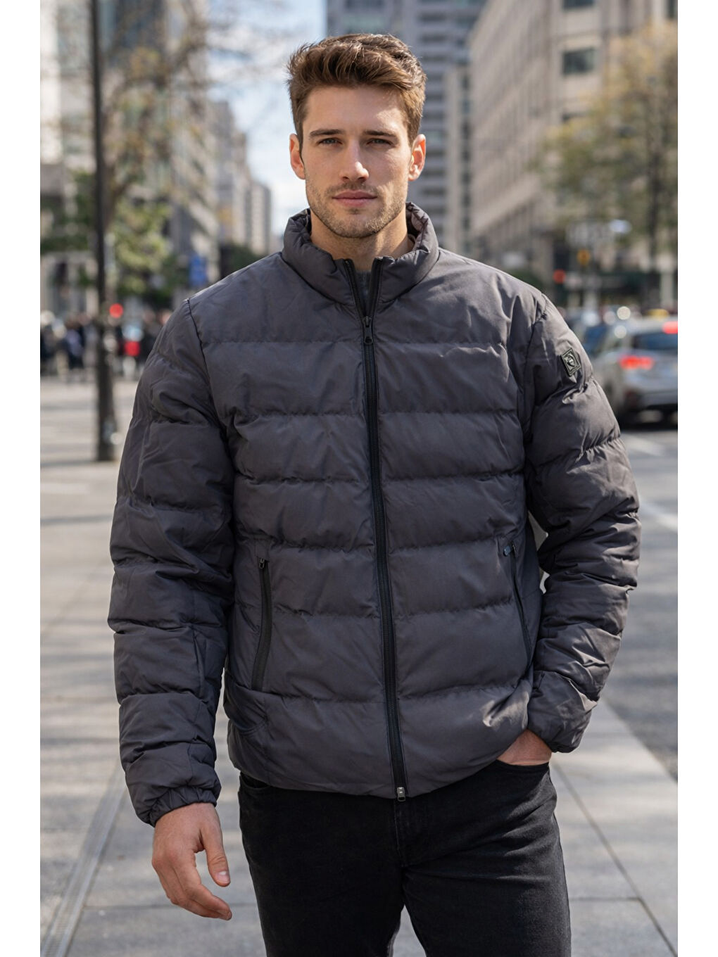 Erkek İçi Astarlı Şişme Mont 7070 Antrasit-1