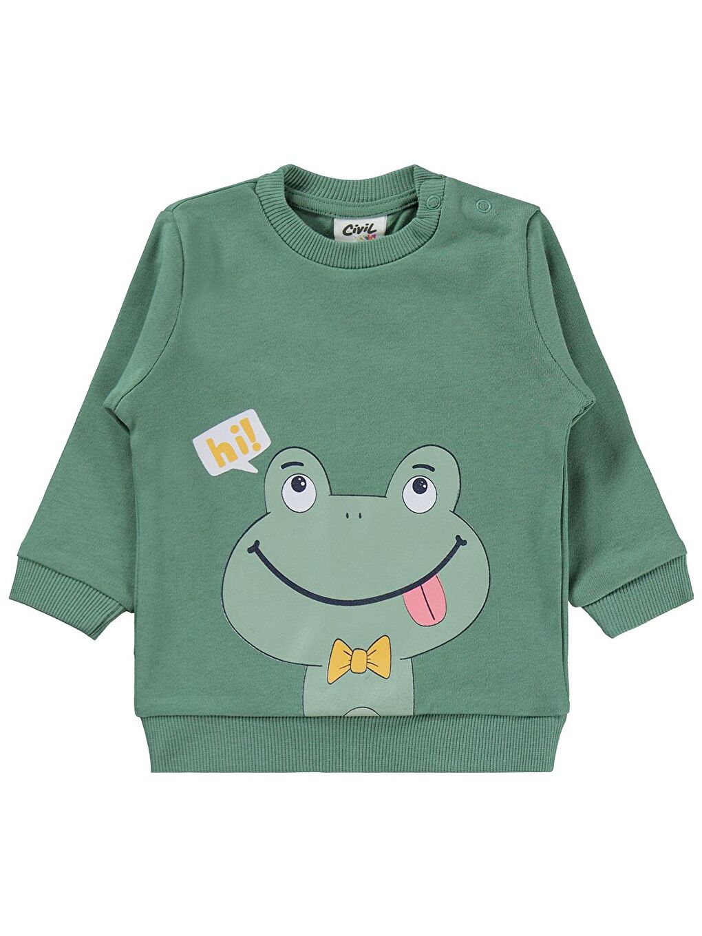 Baby Erkek Bebek Kurbağa Baskılı 6-18 Ay Takım - Haki-1