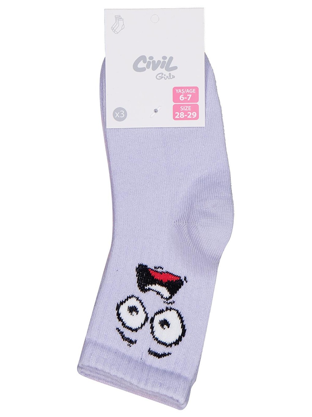 Beyaz Girls Gülenyüz 3'lü 2-12 Yaş Kız Soket Çorap - Standart-4