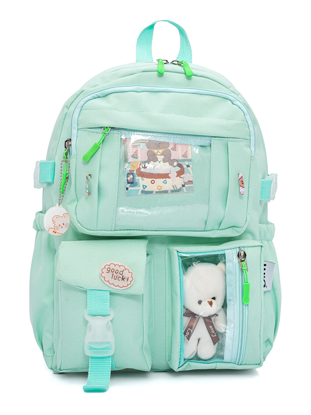 Kawaii Kore Tarzı Ayıcıklı İlkokul ve Beslenme Çantası-2