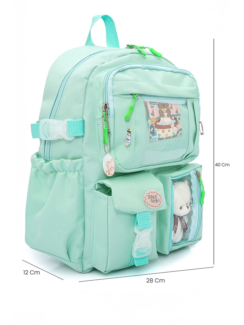 Kawaii Kore Tarzı Ayıcıklı İlkokul ve Beslenme Çantası-3