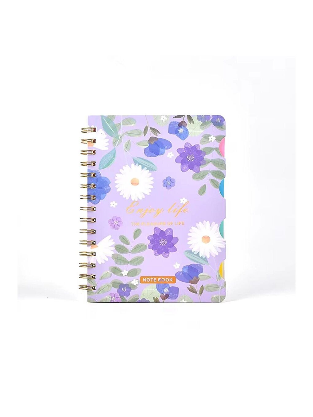 Renkli Çiçek Desenli Bölmeli Spiral Defter