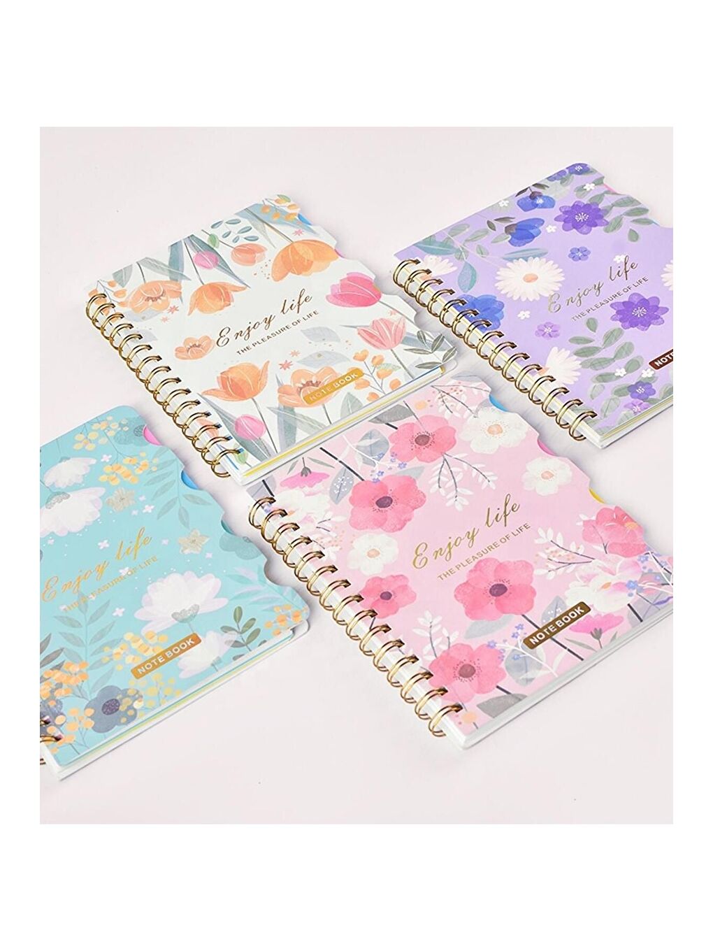 Renkli Çiçek Desenli Bölmeli Spiral Defter-2