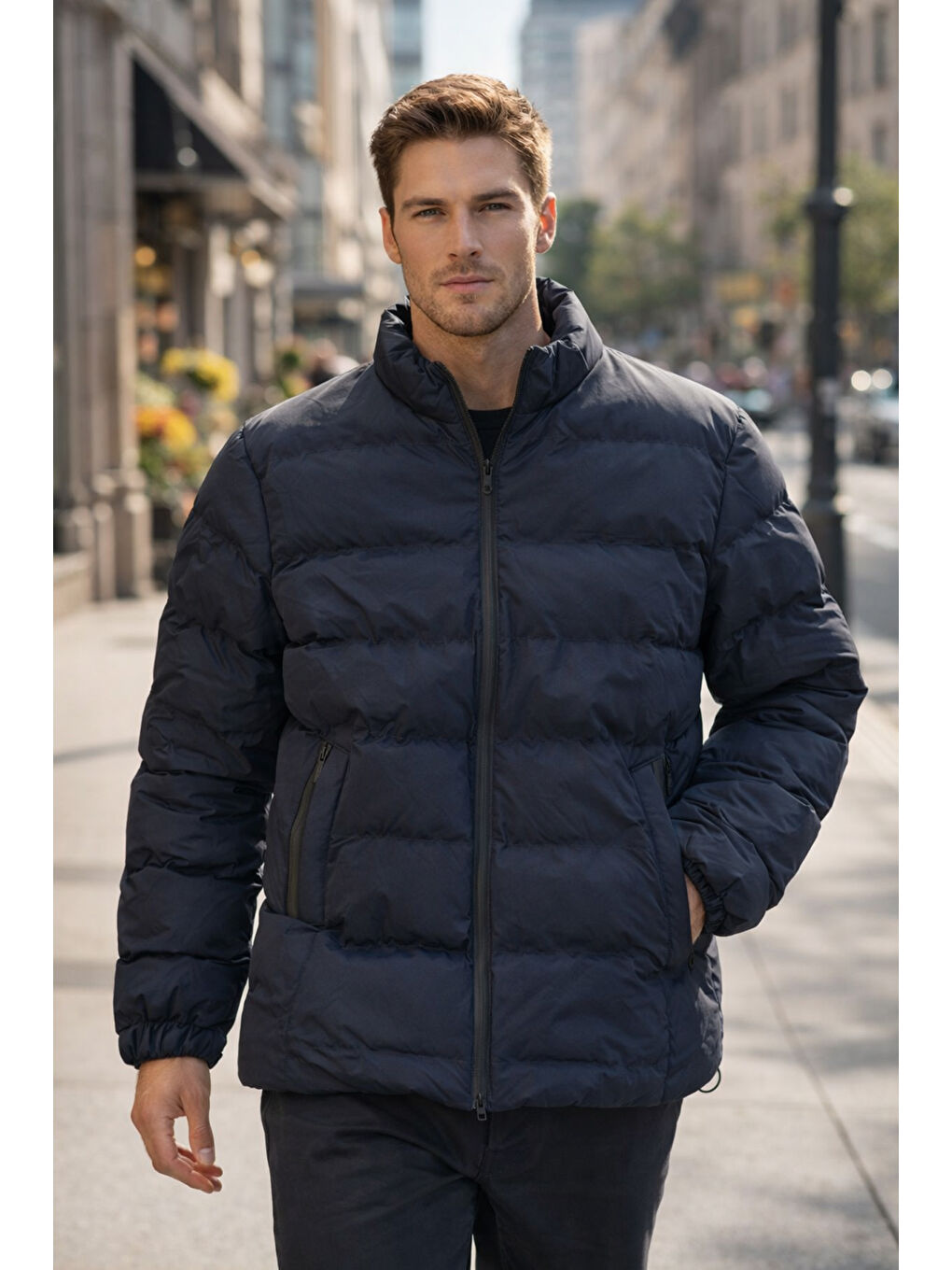 Erkek İçi Astarlı Şişme Mont 7070 Lacivert-3