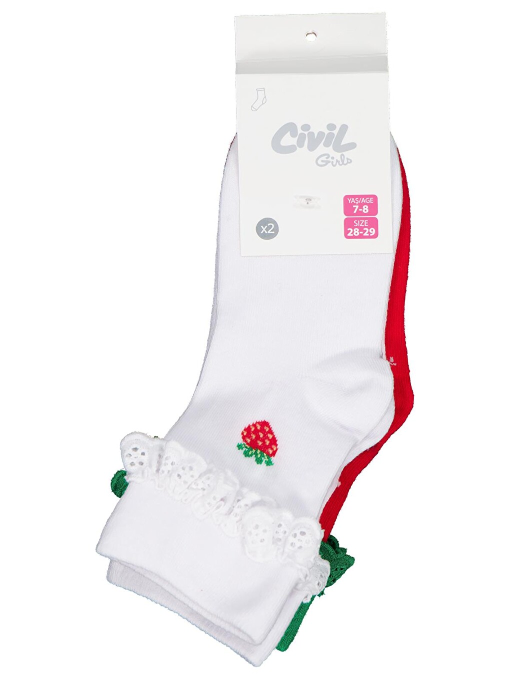 Beyaz Girls Çilek Dantel Aksesuar 3-11 Yaş Kız Soket Çorap - Standart-4