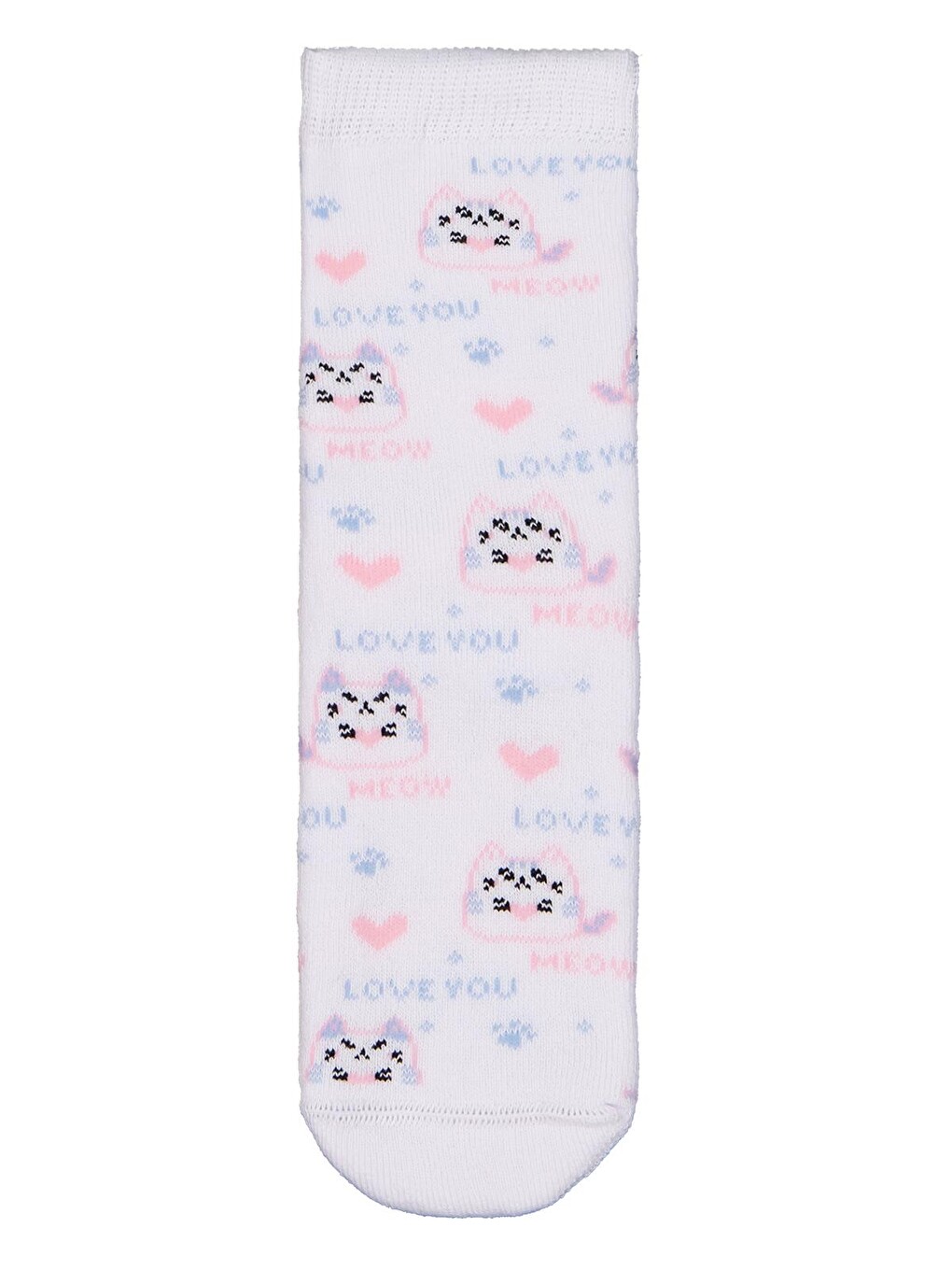 Beyaz Girls Meow Havlu 2'li 2-12 Yaş Kız Soket Çorap - Standart-3