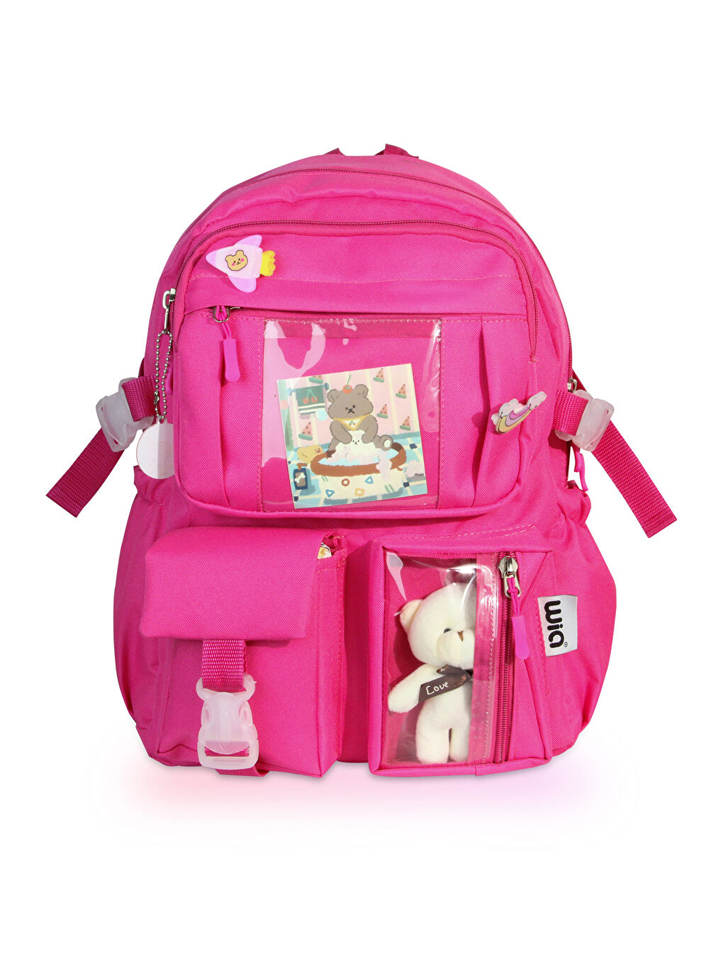 Kawaii Kore Tarzı Ayıcıklı İlkokul ve Beslenme Çantası-1