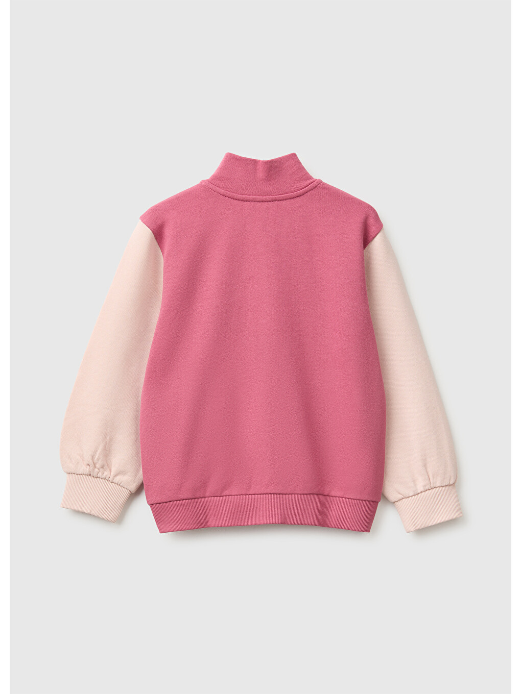 Kız Bebek Fuşya Önü İşlemeli Ribanalı Boğazlı Fermuarlı Dik Yaka Sweatshirt-1