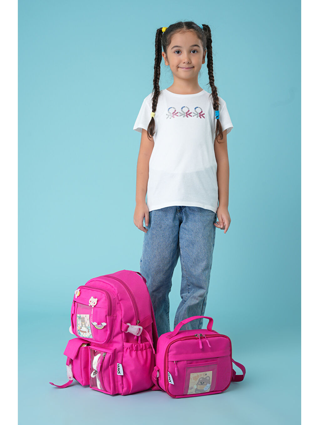 Kawaii Kore Tarzı Ayıcıklı İlkokul ve Beslenme Çantası-5