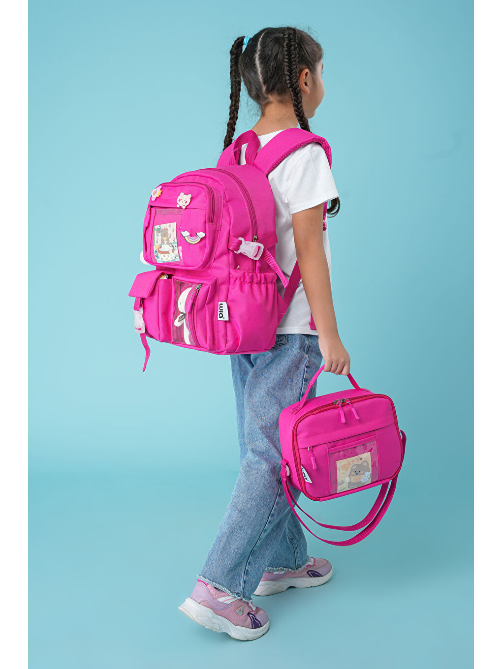 Kawaii Kore Tarzı Ayıcıklı İlkokul ve Beslenme Çantası-6