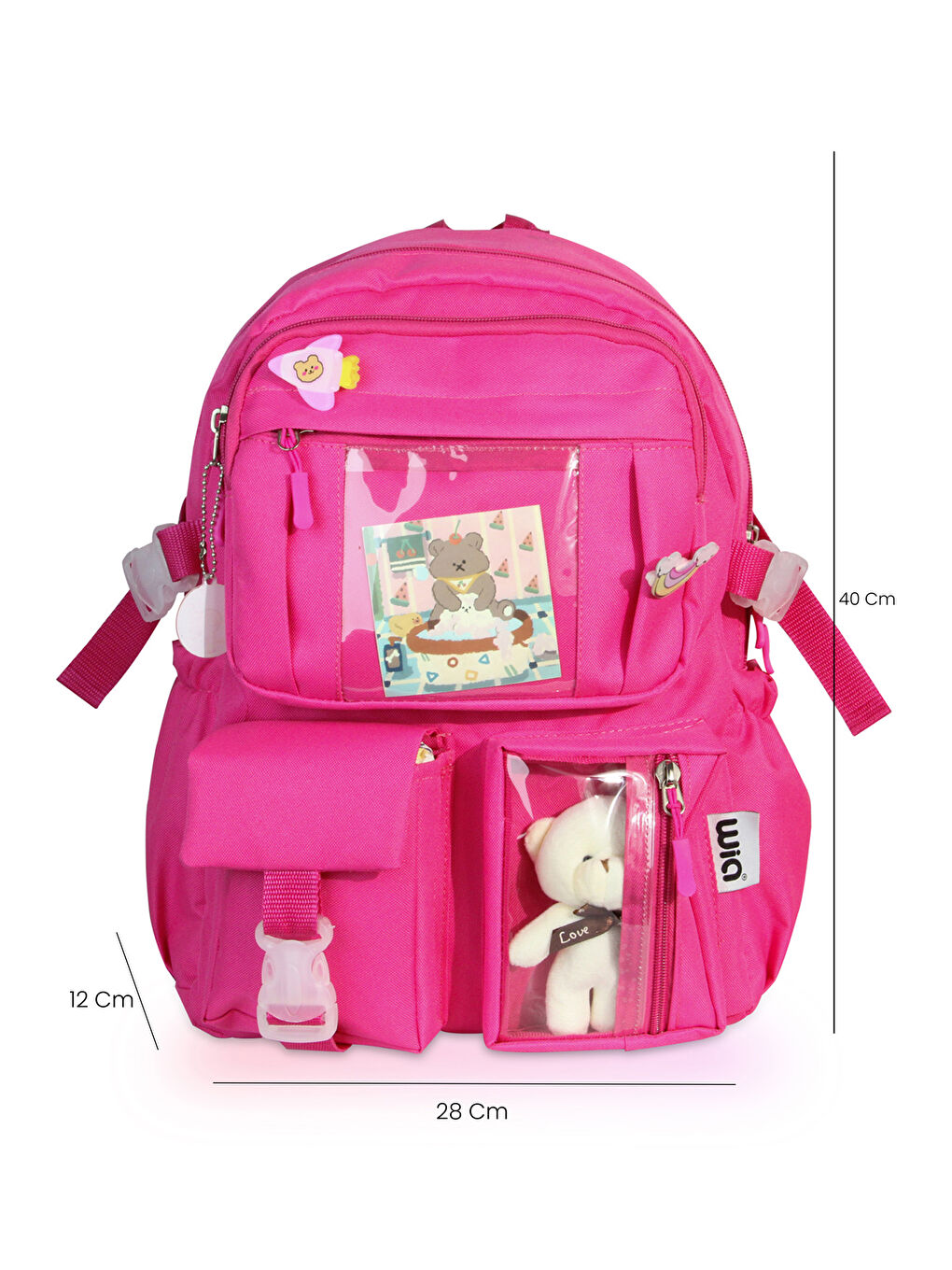 Kawaii Kore Tarzı Ayıcıklı İlkokul ve Beslenme Çantası-7