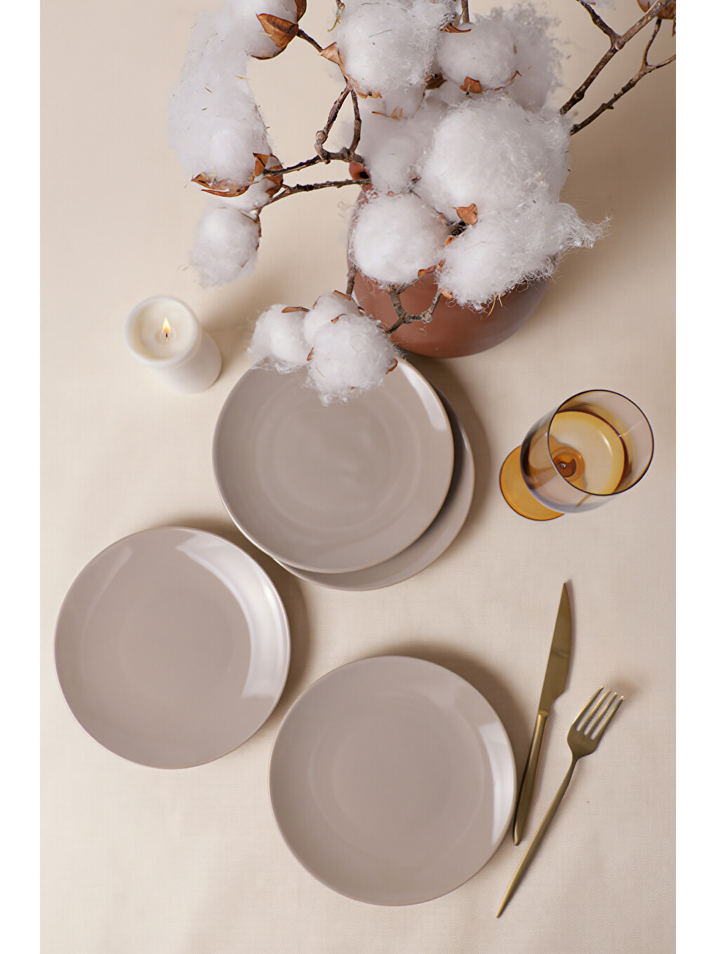 Kahverengi Taupe Ege Pasta Tabağı 20 cm 4 Adet-1